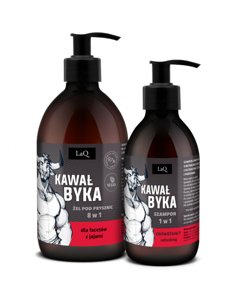 Laq Zestaw KAWAŁ BYKA CZARNY MAT żel pod prysznic 500 ml i szampon 300 ml