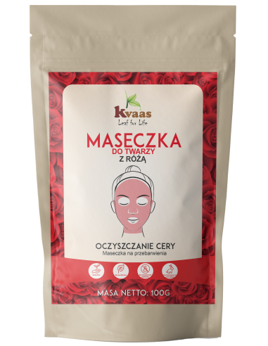 Kvaas Maseczka do twarzy z różą 100g