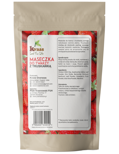 Kvaas Maseczka do twarzy z truskawką 100g