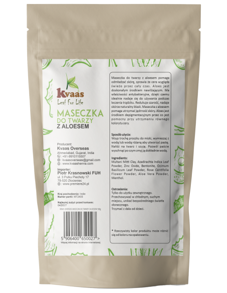 Kvaas Maseczka do twarzy z aloesem 100g