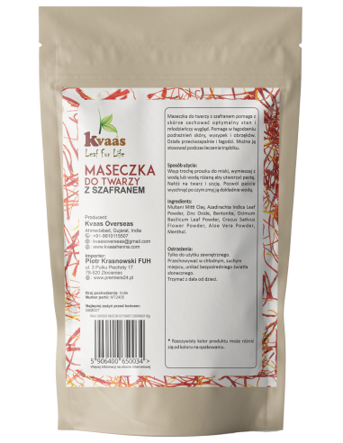 Kvaas Maseczka do twarzy z szafranem 100g