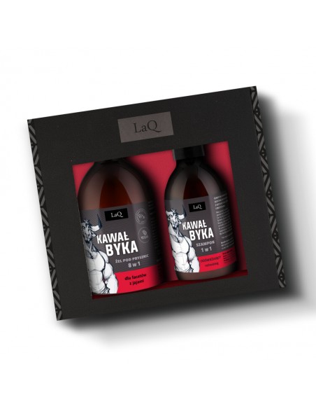 Laq Zestaw KAWAŁ BYKA CZARNY MAT żel pod prysznic 500 ml i szampon 300 ml