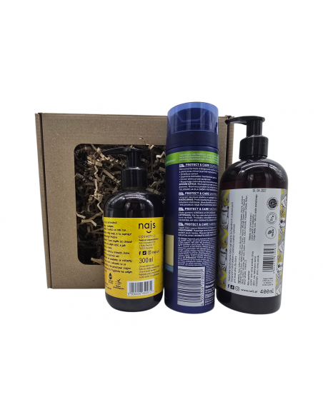 Zestaw prezentowy Najs Kupa Piany szampon 300ml Nivea żel do golenia 200ml Laq królowa mycia żel do mycia ciała i rąk 400ml
