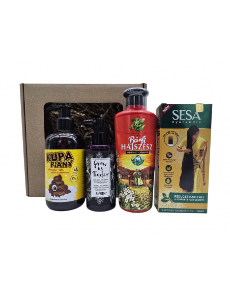 Zestaw prezentowy Anwen Grow Us Tender 150ml Wcierka Banfi klasyczna 250ml Olejek Sesa 200ml Szampon Kupa Piany najs 300ml