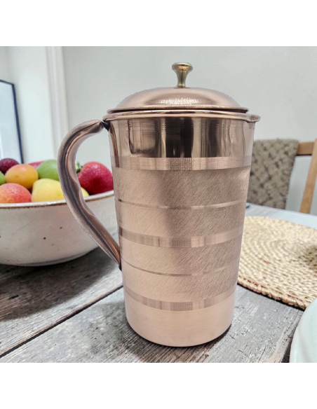 Kvaas miedziany dzbanek w pasy na wodę 1500ml