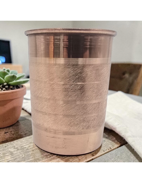 Kvaas miedziany kubek w pasy szklanka na wodę 250ml