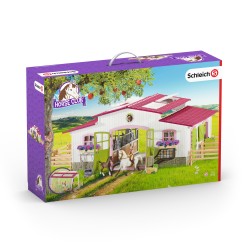 SCHLEICH 42344 STAJNIA Z RÓŻOWYM DACHEM + AKCESORIA