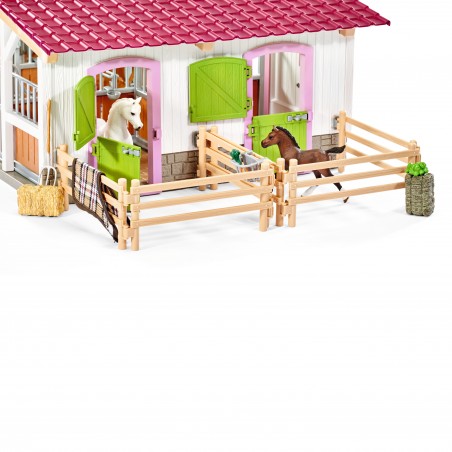 SCHLEICH 42344 STAJNIA Z RÓŻOWYM DACHEM + AKCESORIA