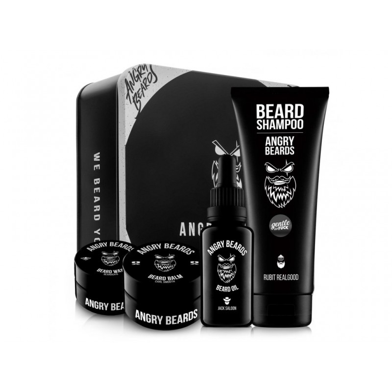 Angry Beards Duży zestaw kosmetyków do brody Jack Saloon 30 ml Carl Smooth 50 ml