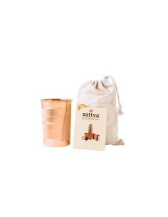 SATTVA MIEDZIANY KUBEK Z POKRYWKĄ 350 ML PASY
