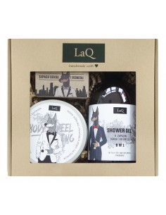 Zestaw prezentowy laq doberman żel scrub mydło