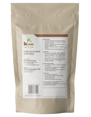 KVAAS FARBA HENNA DO WŁOSÓW JASNY BRĄZ 100g