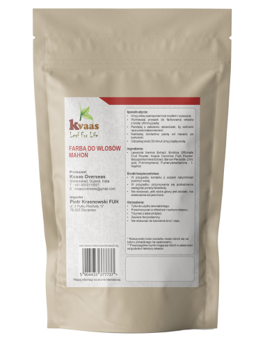 KVAAS FARBA HENNA DO WŁOSÓW MAHOŃ 100g