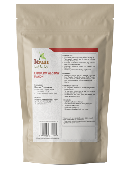 KVAAS FARBA HENNA DO WŁOSÓW MAHOŃ 100g