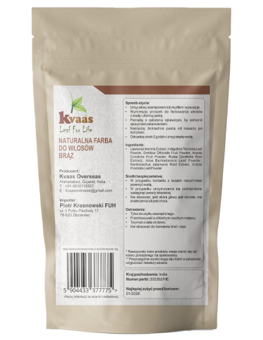 KVAAS NATURALNA ZIOŁOWA FARBA HENNA DO WŁOSÓW...