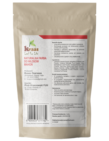 KVAAS NATURALNA ZIOŁOWA FARBA HENNA DO WŁOSÓW...