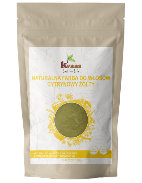 KVAAS NATURALNA ZIOŁOWA FARBA HENNA DO WŁOSÓW CYTRYNOWY ŻÓŁTY BLOND 100g