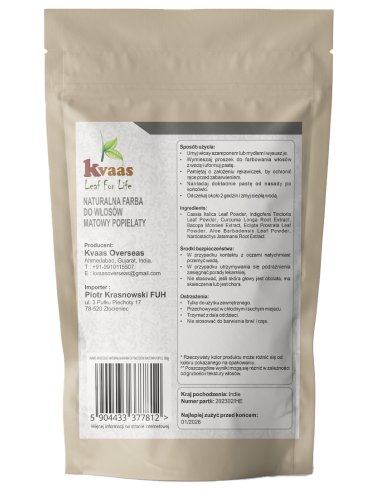 KVAAS NATURALNA ZIOŁOWA FARBA HENNA DO WŁOSÓW...