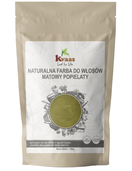 KVAAS NATURALNA ZIOŁOWA FARBA HENNA DO WŁOSÓW MATOWY POPIELATY 100g